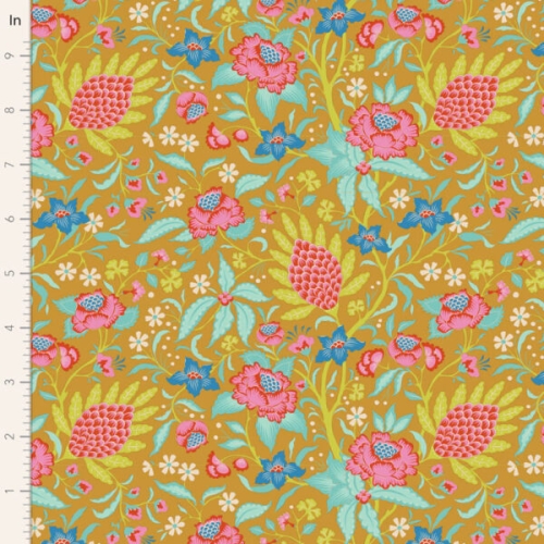 Tilda Patchwork Stoff Baumwolle - Bloomsville Flowertangle Mustard